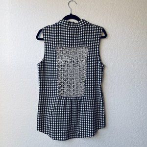 Women's Gingham Button-Up Tank Top Blouse Size Medium